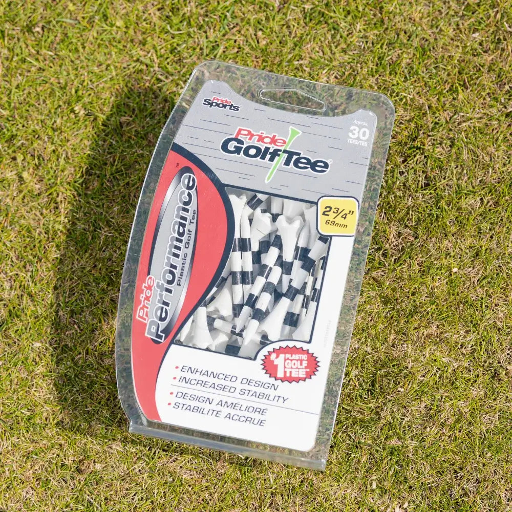 Pride Performance™ Plastic Tees - Striped - White - 30ct Packs - 2 3/4 or 3 1/4