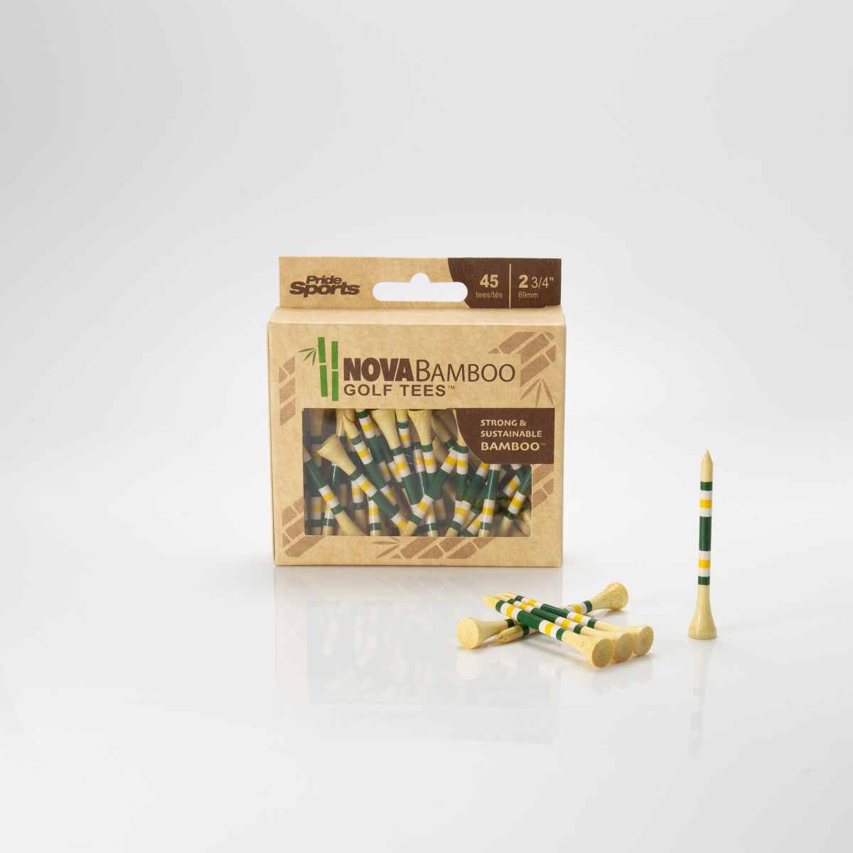 Nova Bamboo Golf Tees™ - White / Yellow / Green