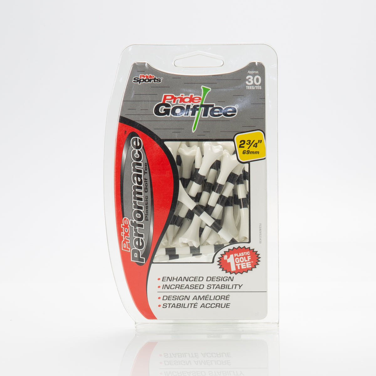 Pride Performance™ Plastic Tees - Striped - White - 30ct Packs - 2 3/4 or 3 1/4