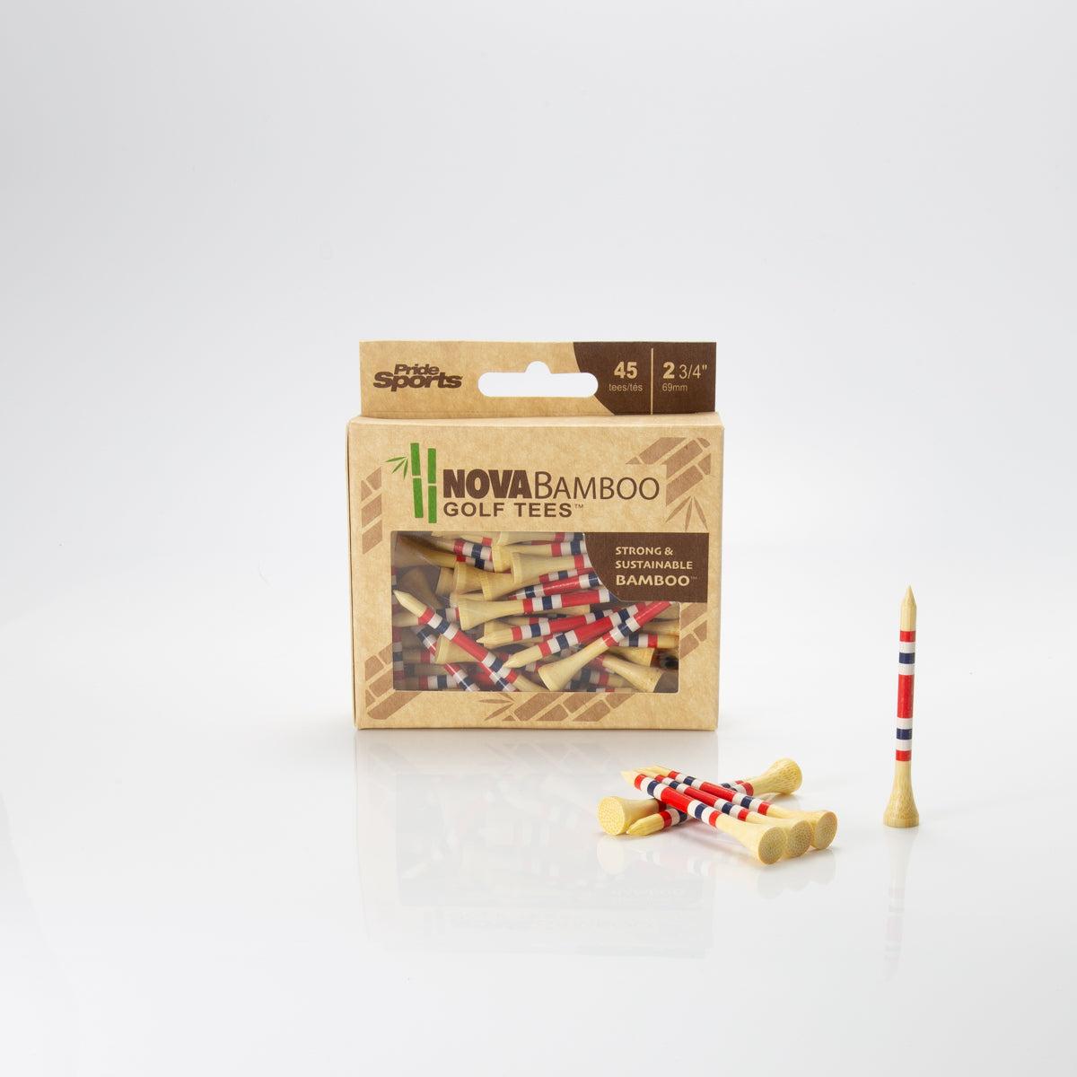 Nova Bamboo Golf Tees™ - Red / White / Blue