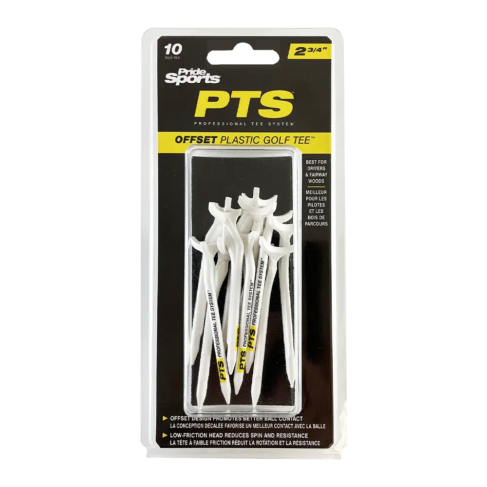 PTS OFFSET Plastic Golf Tees - 2 3/4" - Yellow - 10CT