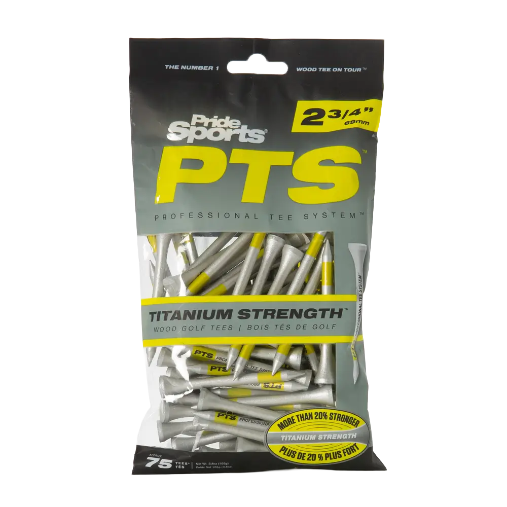 Pride PTS 2 3/4" ProLength Titanium Wood Tees - Yellow - 75ct