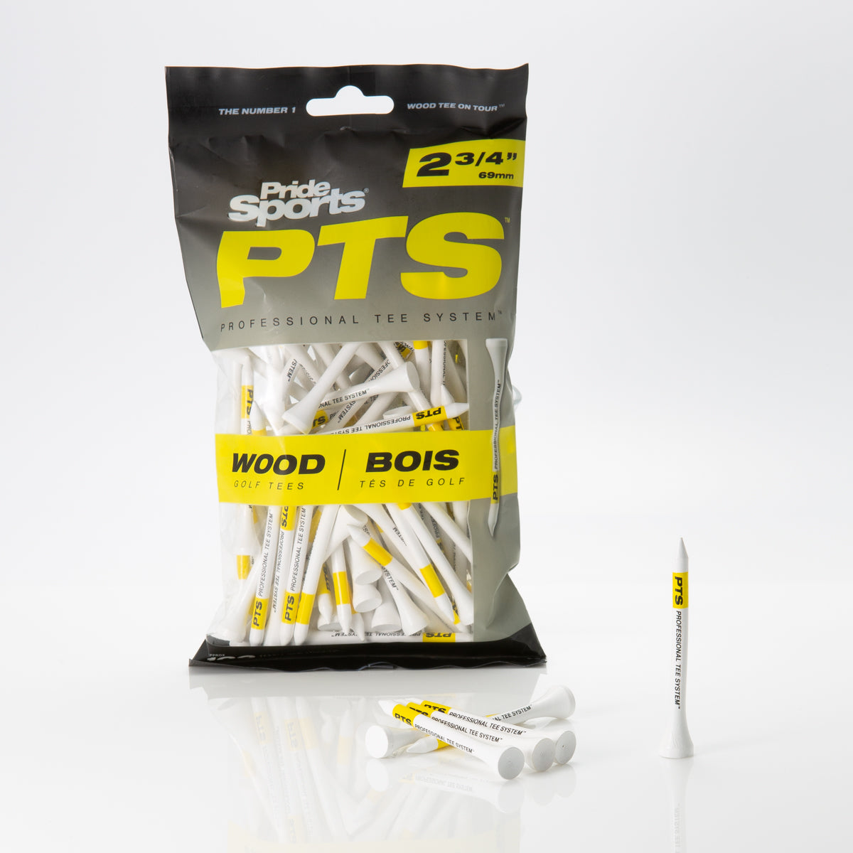 Pride PTS 2 3/4" ProLength Wood Tees - Yellow - 100ct