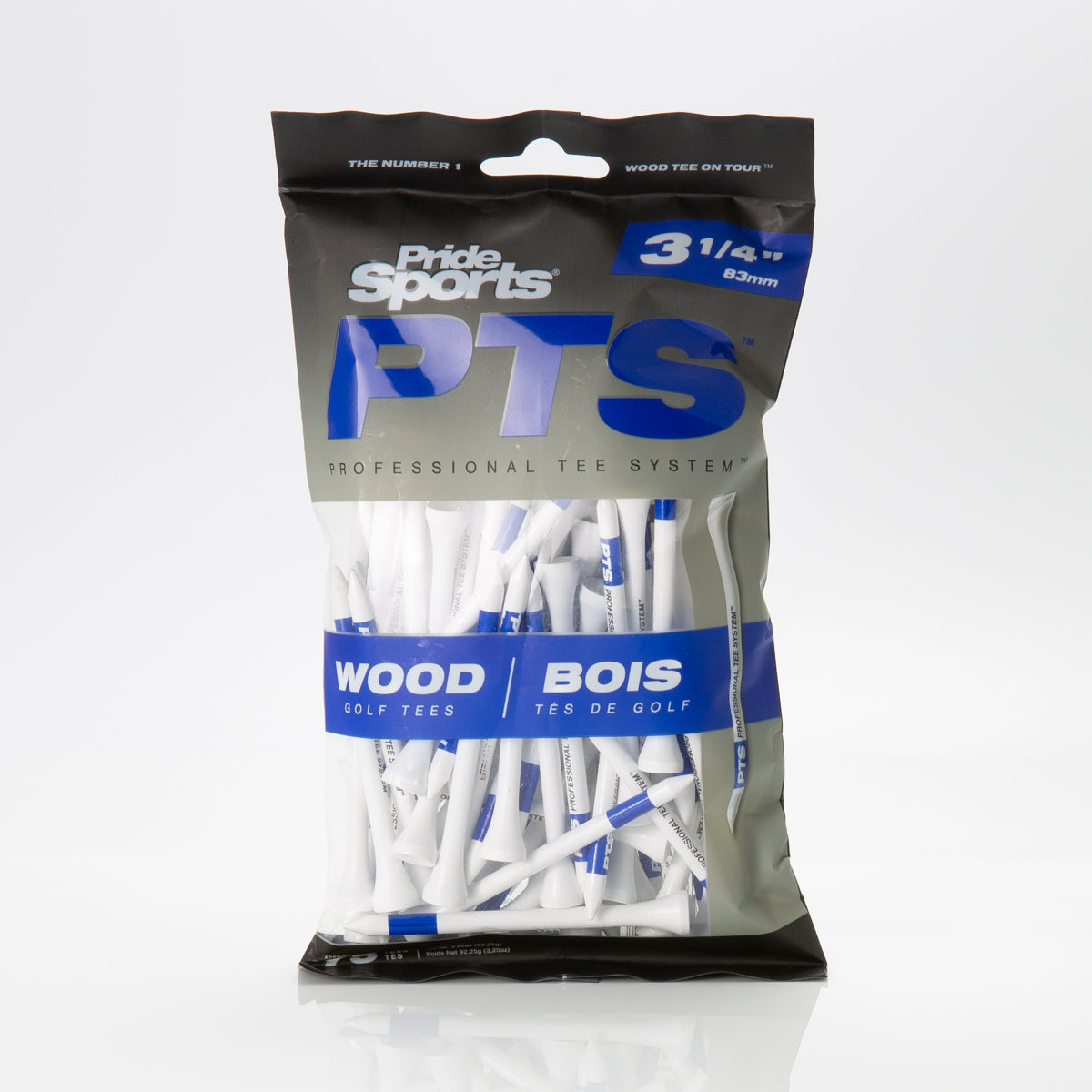 Pride PTS 3 1/4" ProLength Wood Tees - Blue - 75ct