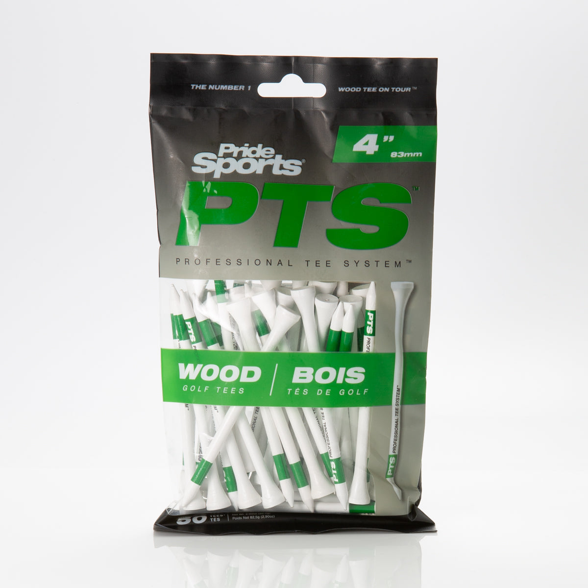 Pride PTS 4" ProLength Wood Tees - Green - 50ct