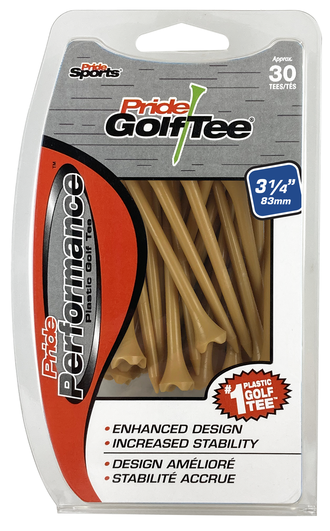 Pride Performance™ Plastic Tees - 3 1/4" Natural