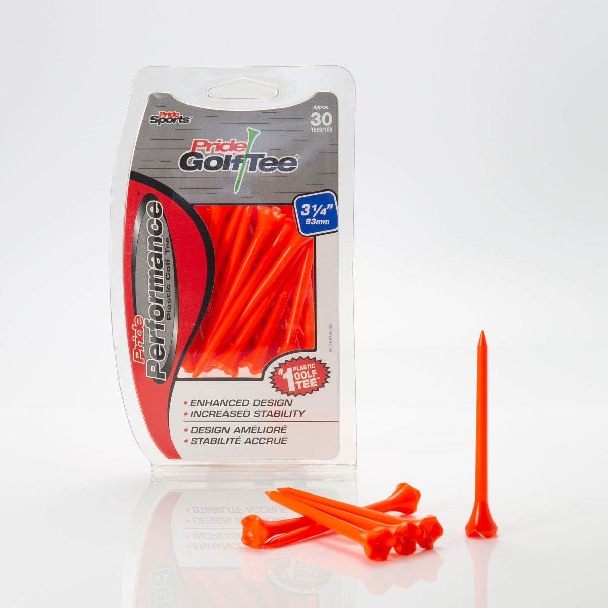 Pride Performance™ Plastic Tees - 3 1/4" Citrus Orange