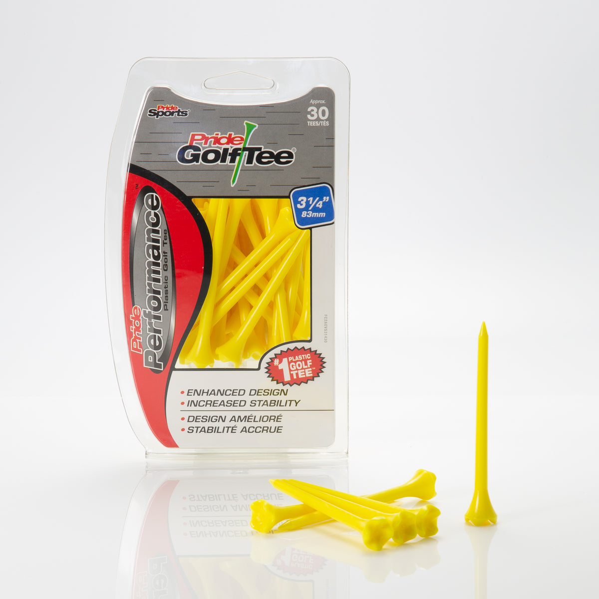 Pride Performance™ Plastic Tees - 3 1/4" Yellow