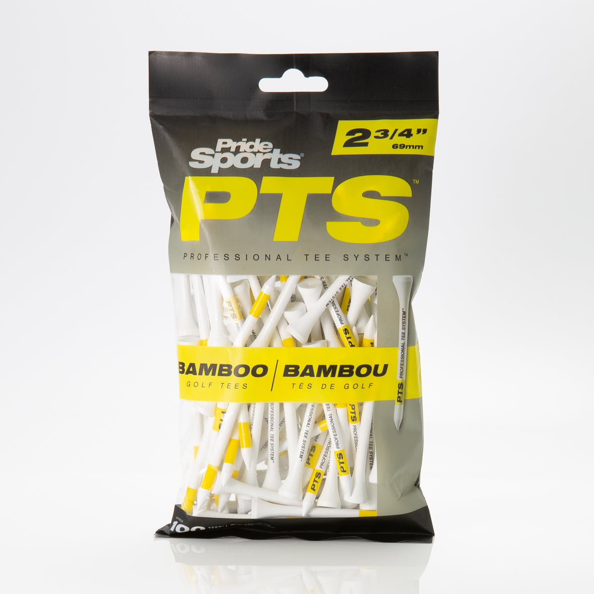 Pride PTS Bamboo Golf Tees 2 3/4" - Yellow - 100ct