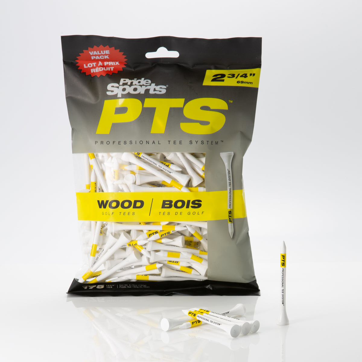 Pride PTS 2 3/4" ProLength Wood Tees - Yellow - 175ct