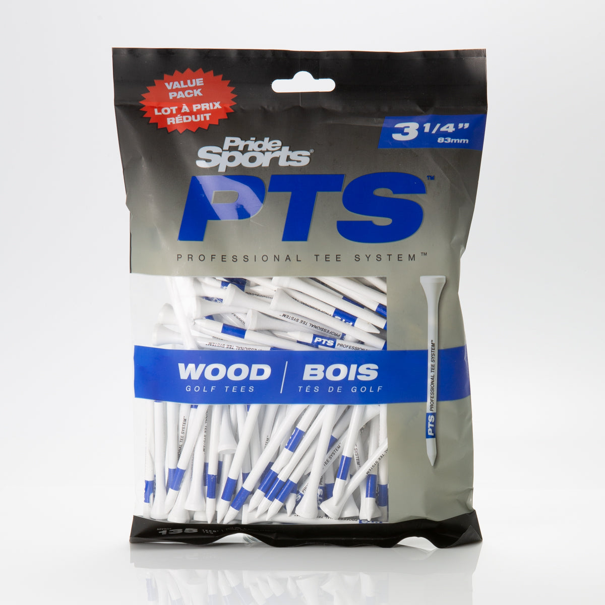 Pride PTS 3 1/4" ProLength Wood Tees - Blue - 135ct